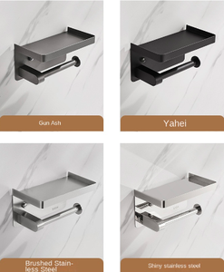 Porte-papier toilette et distributeur de mouchoirs mural sans perçage, écologique, en fer, pour le rangement de la salle de bain - Product Image 6