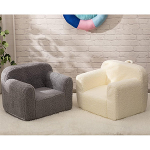 <b>Kids</b> <b>Sofa</b> Chair Plush Grey Soft Single Seat For Girl 2 Years And Above Contemporary Design - Product Image 4