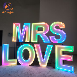 حروف وأرقام نيون معدنية عملاقة مخصصة بإضاءة RGB مقاس 3 و4 أقدام لتزيين حفلات الزفاف وأعياد الميلاد والمناسبات - الأكثر مبيعًا لعام <span class=keywords><strong>2026</strong></span> - Product Image 3