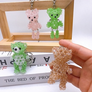 Customize Accepted Cartoon Kids Birthday Gifts Clear Acrylic Beads Handmade <b>Cute</b> Car Keyring Bag Accessories Punk <b>Bear</b> Keychain - Product Image 3