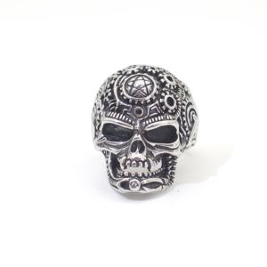Unique Revenge Jewelry Collection 925 Silver Punk Men Ring Skull - Product Image 1