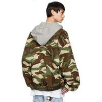 Blouson bomber réversible en twill 100% coton, doublé, avec logo personnalisé, hiver, kaki camouflage, pour homme