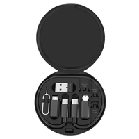 Ensemble de boîte de rangement pour câbles de données multifonction, câble de charge rapide type C, câble USB 6 en 1, kit de câble de charge et de données multiport USB C, bleu