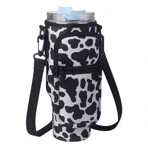 Wholesale Neoprene <b>Water</b> <b>Bottle</b> Insulated Sleeve Adjustable Shoulder <b>Strap</b> 40oz Tumbler Mugs Holder Bag with Zipper Phone Pocket - Product Image 6
