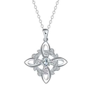 High Quality Waterproof Wholesale Silver Toned with <b>Crystal</b> Accent Celtic Knot <b>Pendant</b> Necklace for Gifting Special Events - Product Image 6