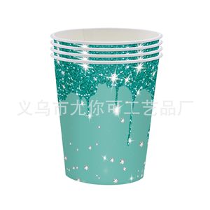 Ensemble de vaisselle jetable sur le thème du diamant vert, assiettes en papier, gobelets, serviettes, fournitures de fête, décoration d'anniversaire - Product Image 5