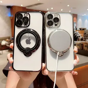 With LOGO Wholesale Magnetic Charging Phone Case For IPhone 15 Pro With Lens Film Shockproof Phone Case For IPhone 14 13 12