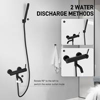 Système de douche sur pied TOPWAY en acier inoxydable SUS304 avec barre coulissante, 5 jets : pluie douce, massage, pause