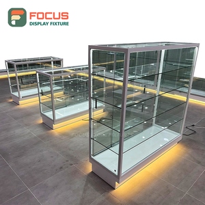 Premium Smoke Shop Display Cabinet Wood Glass Counter LED <b>Lighting</b> Tobacco Display Cabinet - Product Image 4