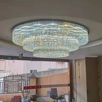 Plafonnier en cristal chromé contemporain de Zhongshan, de bonne qualité, grand plafonnier rond de luxe pour hall d'hôtel