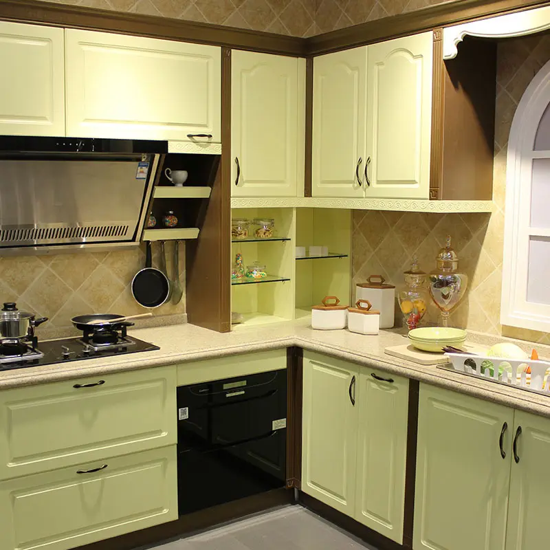 เฟอร์นิเจอร์ห้องครัวประตูพีวีซีโมดูลาร์ดีไซน์ทันสมัยชุดตู้ครัวครบชุดพร้อมประกอบ