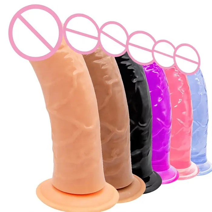 Renkli büyük boy PVC gerçekçi dildos dong seks oyuncakları topları olmadan