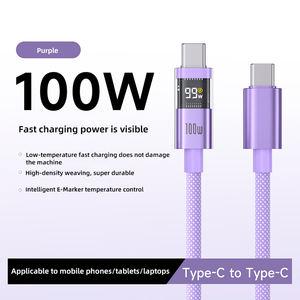 Cable de Datos USB C a Tipo C con Pantalla Digital de 100W 5A 1.2M 2M, Carga Rápida para Teléfonos Móviles, Precio al por Mayor - Product Image 5