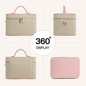 कोस्नी फैक्टरी थोक कैनवास मेकअप बैग आयोजक केस बॉक्स कस्टम लोगो कंधे के साथ यात्रा कॉस्मेटिक बैग - Product Image 3