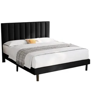 Luxurious Mid Century Modern Latest Full/twin/king Size Wood Frame Upholstered Turfed Bedhead Faux Bed From Factory