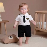 Combinaison légère unisexe pour nouveau-né en coton peigné à manches courtes, fermeture boutonnée simple, été/printemps, style décontracté, Guangdong