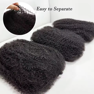 Cabello Humano Remy Afro Kinky a Granel para Trenzas, Doble Trama, Mini Twist, Microlocs, Extensiones de Cabello para Trenzas Calientes, Negro y Rubio - Product Image 5