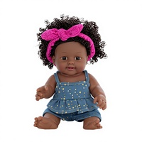 Muñecas Bebé Reborn de Vinilo de 30 cm, Cabeza Africana, Piel Negra, Juguete de Simulación de Vinilo con Cabello Rizado