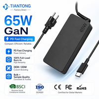 Chargeur USB C PD GaN 65W pour ordinateur portable, tablette, adaptateur d'alimentation AC DC pour ordinateur portable de type C, OEM ODM, charge rapide