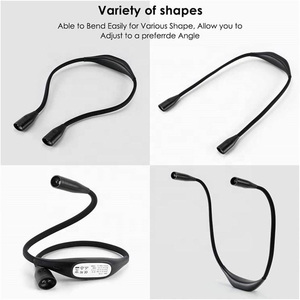 Có thể sạc lại 4 siêu sáng <span class=keywords><strong>LED</strong></span> cuốn sách ánh sáng, 3 mức độ kiểm soát đọc Cổ Ôm Ánh sáng đèn đọc sách cho sách trên giường vào ban đêm - Product Image 5