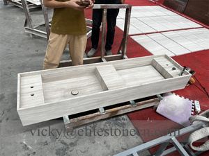 Lavabo <span class=keywords><strong>rectangulaire</strong></span> moderne en <span class=keywords><strong>bois</strong></span> blanc et marbre pour hôtel et salle de bain à domicile - Product Image 3
