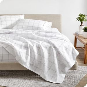 Ensemble de draps de lit 4 pièces, motif à carreaux moderne, luxe, microfibre ultra-douce <span class=keywords><strong>1800</strong></span>, ensemble de draps double brossés - Product Image 1