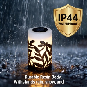 Lanterne solaire étanche IP44, corps en résine durable, design découpé en forme <span class=keywords><strong>de</strong></span> feuille <span class=keywords><strong>de</strong></span> libellule, lumière LED pour jardin extérieur, allumage et extinction automatiques - Product Image 3