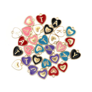 Abalorios de joyería con letras inglesas en forma de corazón, aleación de zinc, accesorios para hacer collares DIY, 26 letras, colgantes para manualidades. - Product Image 4