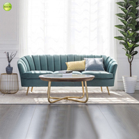 Nouveau design de luxe Ensembles de canapés 1 + 2 + 3 en tissu pour jambes en bois à l'arrière de l'aile pour le hall de l'hôtel et la villa