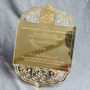 Cartes d'invitation de fête en acrylique miroir doré avec motif découpé au laser et <span class=keywords><strong>texte</strong></span> gravé - Product Image 6
