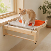 Lit pour chat suspendu à la fenêtre, hamac en bois, tapis respirant et chaud pour chat, nid pour animaux de compagnie, salon intérieur pour chats