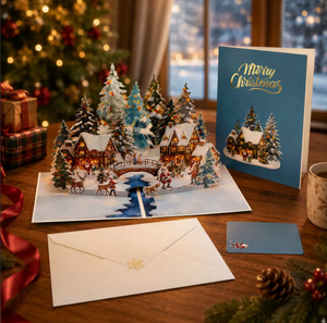 <b>New</b> Christmas Snow Mountain Landscape 3D Pop-up Greeting <b>Card</b> 3D Snow <b>House</b> Desktop Decoration Ornament For Christmas - Product Image 1