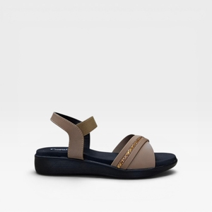 Women Beige Wedge Sandals Stylish Elastic Cross Strap Slip On Comfortable Casual Fashion Lightweight Anti Slip Sole Summer - Product Image 3