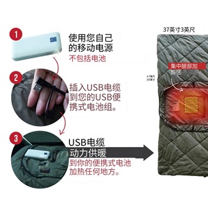Manta Eléctrica USB Portátil con Calefacción para Acampar al Aire Libre, Fibra de Poliéster, Gris Oscuro, JRT-02 - Product Image 4