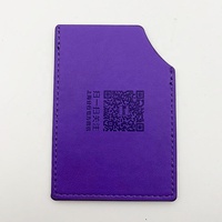 Porte-cartes simple en cuir PU violet avec logo personnalisé, étui pour cartes à une fente, étui pour cartes de visite