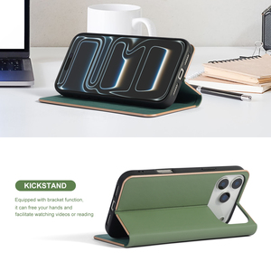 Custodia a Portafoglio con Bordo Metallico Dorato Elettroplaccato per <span class=keywords><strong>iPhone</strong></span> 18/17 <span class=keywords><strong>Pro</strong></span> <span class=keywords><strong>Max</strong></span>, in Pelle PU con Slot per Carte, Supporto e Chiusura Magnetica - Product Image 6