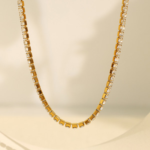 Fashion Jewelry <b>Set</b> Necklace And <b>Bracelet</b> Gold Rhinestone Channel Setting Women's Party Wear - Product Image 2