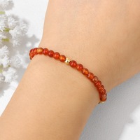 Bracelet extensible en perles de pierres de naissance de 4 mm pour femmes, perles dorées, style campus simple, cadeau d'amitié