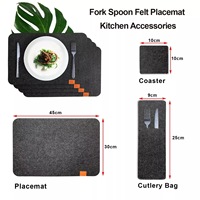 Ensemble de sets de table en feutre absorbants, antidérapants, lavables, résistants à la chaleur, avec pochette pour couverts et sous-verres