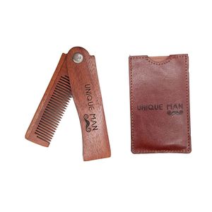 Pettine Pieghevole Portatile in Legno di Sandalo Rosso a Prezzo di Fabbrica, Pettine Classico Personalizzato per Barba da Uomo per Uso Domestico o da Salone - Product Image 1