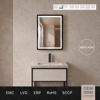 Miroir de salle de bain Joystar à LED avec interrupteur tactile à intensité variable 6000K avec cadre en métal pour salon, hôtel, séjour et appartement