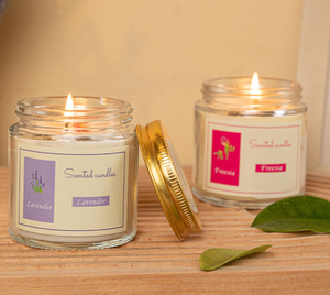 Bougie parfumée créative en cire de soja à l'huile essentielle d'aromathérapie dans un bocal en verre transparent, bougie parfumée, coffret cadeau - Product Image 1