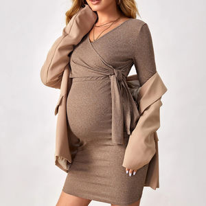 カスタムカジュアルマタニティドレス妊娠中の竹のパジャマのための柔らかい服エレガントなミディマタニティドレスプラスサイズのパジャマ女性 - Product Image 2