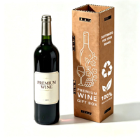 Boîtes en papier kraft alvéolé personnalisées OEM pour bouteille de vin unique, recyclables, antichoc, écologiques, avec pelliculage mat et paillettes, idéales pour cadeaux