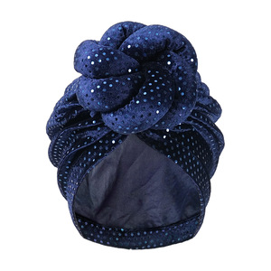 Nouveaux turbans <span class=keywords><strong>pour</strong></span> femmes en sequins 3D à nœuds torsadés, foulards vintage élastiques <span class=keywords><strong>pour</strong></span> la tête, bonnets pré-noués, bonnets de Ramadan, bonnets de chimiothérapie - Product Image 2