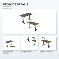 Bureau assis-debout à double ciseaux hydraulique, réglable manuellement en hauteur, table de travail moderne en métal extensible pour villa