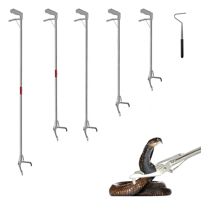 Heavy Duty Stainless Steel Snake Catcher Tongs Collapsible Grabber Stick Professional Safe Snake Capture Reptile Handling Tool