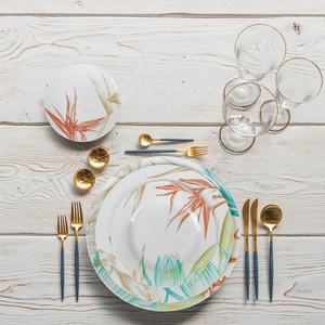 Assiettes de service de table en céramique or, vente en gros, service en porcelaine, ensemble de vaisselle pour les événements de mariage, <span class=keywords><strong>location</strong></span>, 6 pièces - Product Image 3