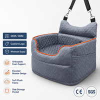 Coussin de voiture pour chien lavable et écologique, surélevé en mousse orthopédique, lit de voyage pour animaux de compagnie, gris uni, velours hollandais, pour petits chiens