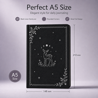 JINGDA Organiseur/Agenda A5 personnalisé Starglen Fawn à couverture rigide en PU avec grille à points et double ruban, 100 feuilles, pour l'organisation silencieuse